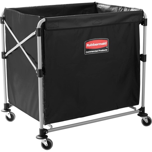 Rubbermaid Commercial Products, Collapsible X Cart Laundy Cart, College Move-In, Transport Supplies and Groceries, Steel, 8 Bushel (300 L) Cart, 36" L x 7" W x 34" H, Black