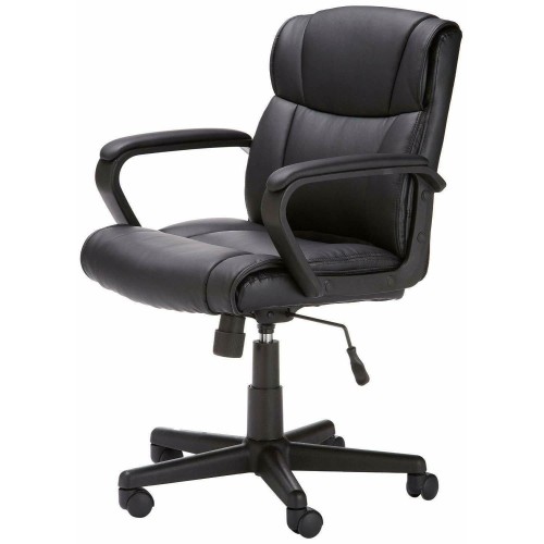 Amazon Basics Classic Puresoft Padded Mid-Back Office Computer Desk Chair with Armrest - Black