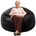 Memory Foam Filled Bean Bag Chair for Adults with Extra Removable & Machine Washable Durable Luxurious Velvet Cover,Medium 3 ft, Black, Solid