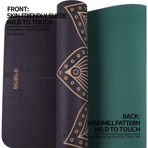 OGOGO Suede Yoga Mat,Non Slip Eco Friendly Fitness Exercise Mat with Carrying Strap,Pro Yoga Mats for Women and Men,Workout Mats for Home