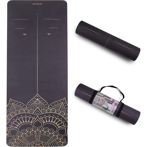 OGOGO Suede Yoga Mat,Non Slip Eco Friendly Fitness Exercise Mat with Carrying Strap,Pro Yoga Mats for Women and Men,Workout Mats for Home
