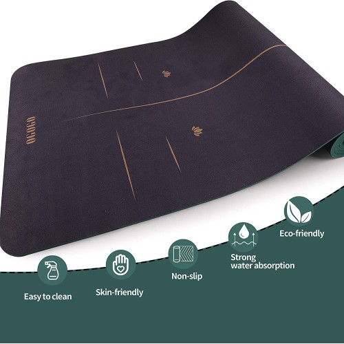 OGOGO Suede Yoga Mat,Non Slip Eco Friendly Fitness Exercise Mat with Carrying Strap,Pro Yoga Mats for Women and Men,Workout Mats for Home