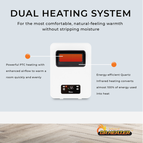 Dr Infrared Heater DR-908 HeatStyle 2-Way Wall Mount or Portable Space Heater, Energy Saving Dual-Heat System, Child and Pet Safe, Powerful 1500 Watt Space Heater $139.00