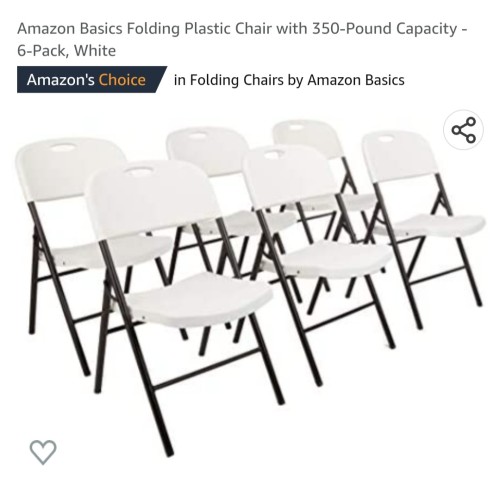 6-pack of molded plastic and metal folding chairs