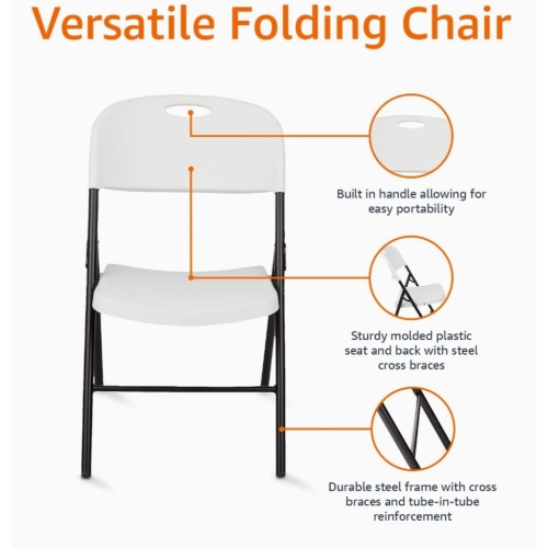 6-pack of molded plastic and metal folding chairs