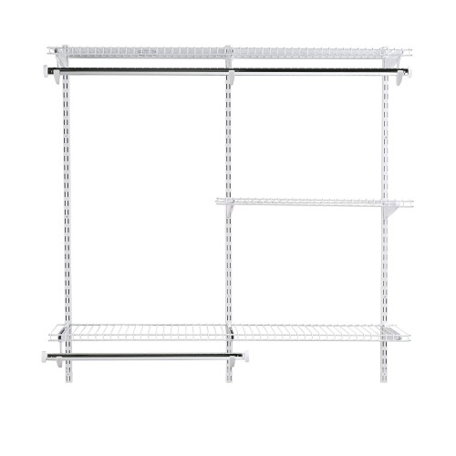 Rubbermaid Configurations Classic Closet Kit, White, 3-6 Ft., Wire Shelving Kit with Expandable Shelving and Telescoping Rods, Custom Closet Organization System, Easy Installation