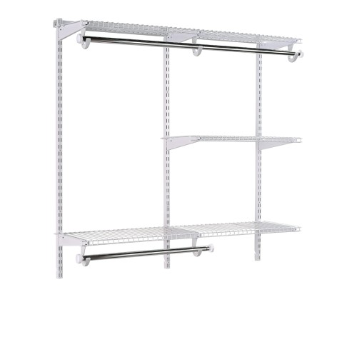 Rubbermaid Configurations Classic Closet Kit, White, 3-6 Ft., Wire Shelving Kit with Expandable Shelving and Telescoping Rods, Custom Closet Organization System, Easy Installation