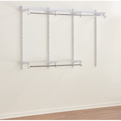 Rubbermaid Configurations Classic Closet Kit, White, 3-6 Ft., Wire Shelving Kit with Expandable Shelving and Telescoping Rods, Custom Closet Organization System, Easy Installation
