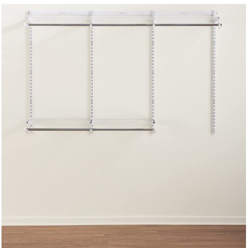 Rubbermaid Configurations Classic Closet Kit, White, 3-6 Ft., Wire Shelving Kit with Expandable Shelving and Telescoping Rods, Custom Closet Organization System, Easy Installation