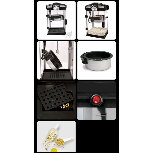 West Bend 82515B Hot Oil Theater Style Popper Machine with Nonstick Kettle Black