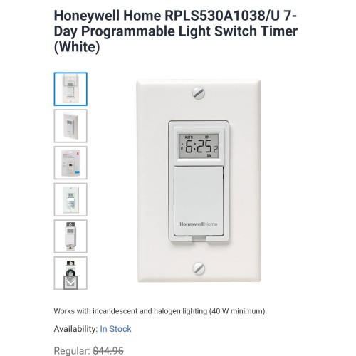 Honeywell 7 day programable light switch timer