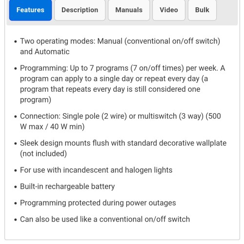 Honeywell 7 day programable light switch timer