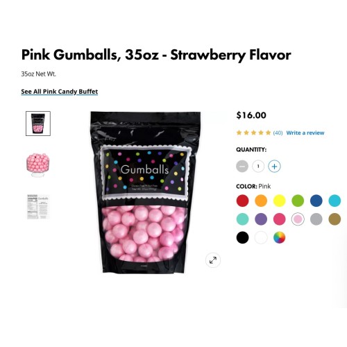 Pink Gumballs, 35oz - Strawberry Flavor