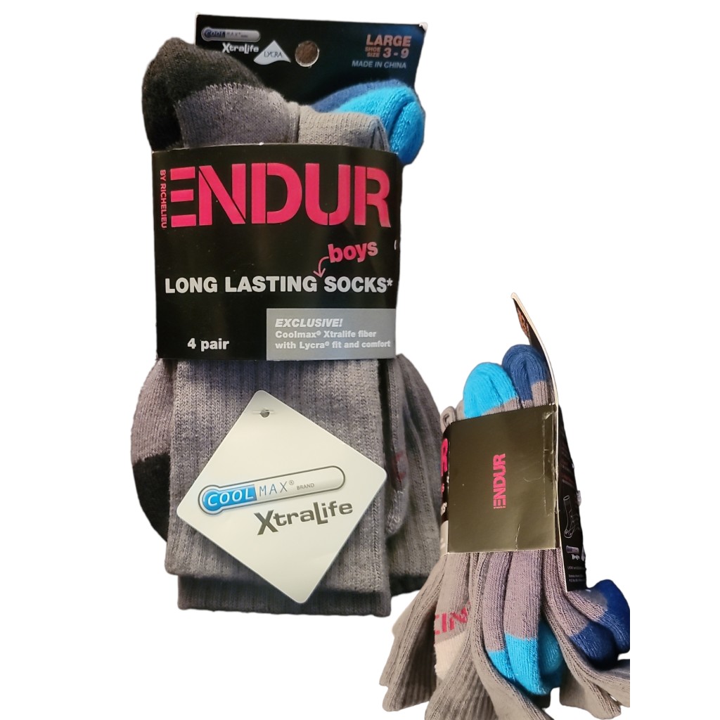 3 pack Endur Long Lasting Socks - Boys