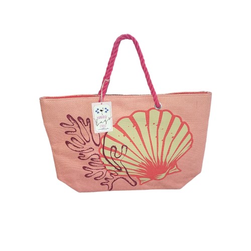 Paradise Bag Pink Tote Seashell and Sparkle