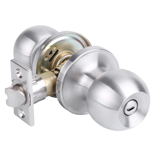 BIGLUFU Privacy Door Knob, Keyless Round Knob Set for Bedroom and Bathroom, Interior Door Knobs, Satin Nickel Finish