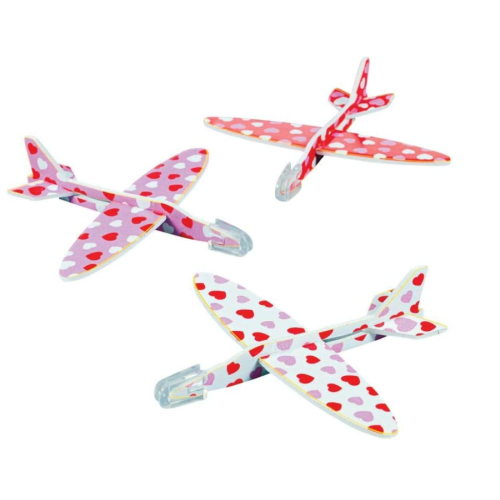 Mini Heart Print Gliders - Bulk Set of 27- Valentine's Day Party Favor Toys