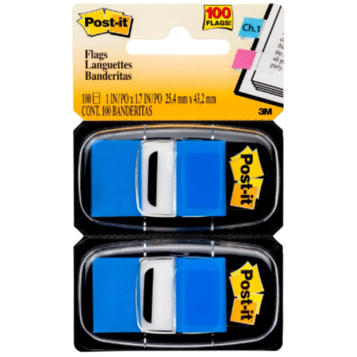 Post-it Standard Page Flags in Dispenser 1in Wide, Blue 100 Flags