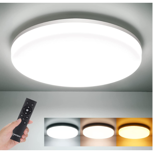 Oeegoo LED Ceiling Light Fixture, 11Inch Flush Mount Ceiling Light with Remote Control, 24W 2400LM Super Bright Dimmable Modern LED Ceiling Lamp for Bedroom, Kitchen, Bathroom, Hallway (3000-6500K)