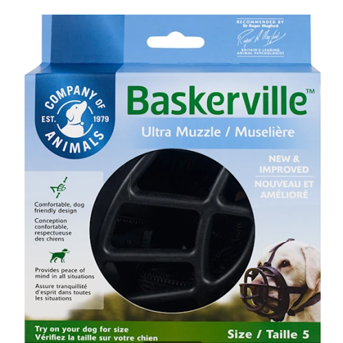 Baskerville Ultra Black Muzzle for Dogs, Size 5