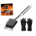 SEETEN Grill Brush and Scraper with 1 Reusable Cleaning Gloves-Safe&Strong 16 inch Stainless Steel Grill Cleaning Brush no Wire Bristles Fall Off-Nice Grill Accessories Gift