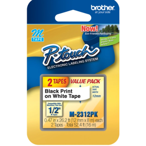 Brother M231-2PK 1/2 In. Black On White Twin Pack set of 2