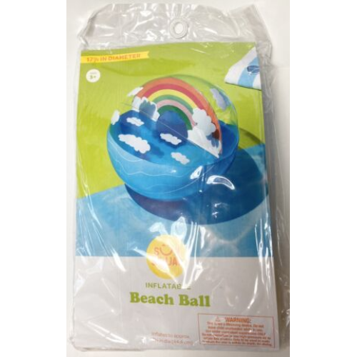 Sun Squad Inflatable Beach Ball Size 17.5” Diameter Rainbow Ages 3 Up