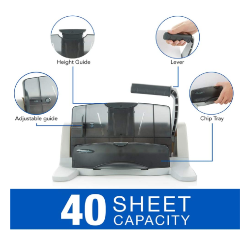 Swingline Hole Punch, Desktop Hole Puncher, 40 Sheet Punch Capacity, 2-7 Holes, Adjustable, LightTouch, Black/Silver