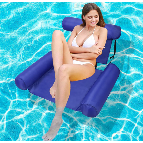 Water Pool Inflatable Lounge Chair Float for Adults, Foldable Hammock Swimming Pools Seat Lounger Bed Sofa for Summer (Blue)