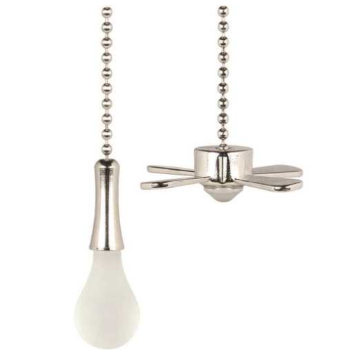  Roll over image to zoom in  Commercial Electric 82845 Brushed Nickel Fan and Light Pull Chain Set