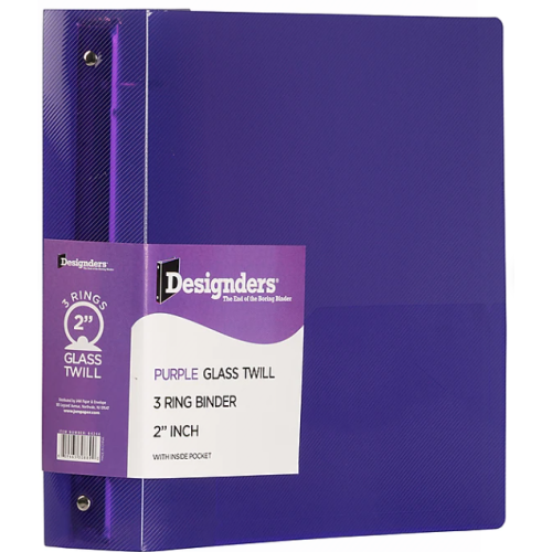 JAM Paper Designders 2" 3-Ring Flexible Poly Binders, Purple Glass Twill 