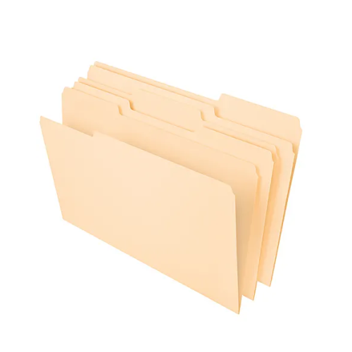 Office Depot® Brand File Folders, 1/3 Tab Cut, Legal Size, Manila, Pack Of 100 Folders