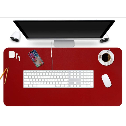 Desk Pad Protector Office Desk Mat, BUBM Waterproof PU Leather Desk Writing Mat Laptop Large Mouse Pad Desk Blotters Desk Decor for Office Home, 35.4" x 17" Red