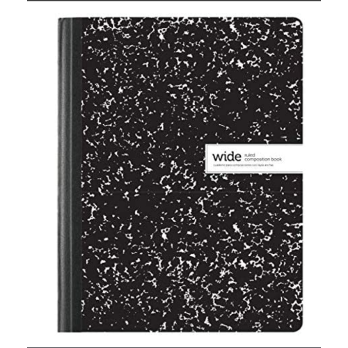 Composition Notebook, 2 Pack, Wide Ruled Paper, 9-3/4" x 7-1/2", 100 Sheets per Notebook, Black Marble