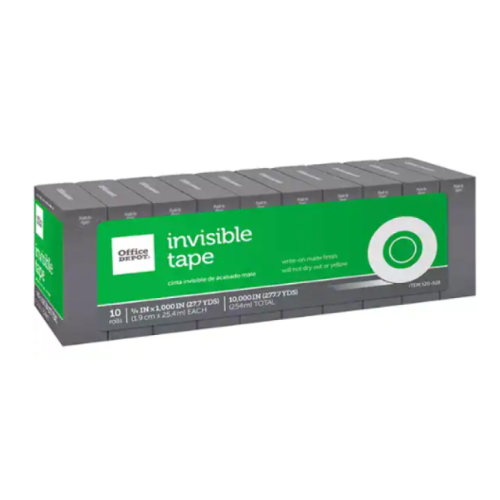 Office Depot Brand Invisible Tape Refills, 3/4in x 1,000in, Pack Of 10