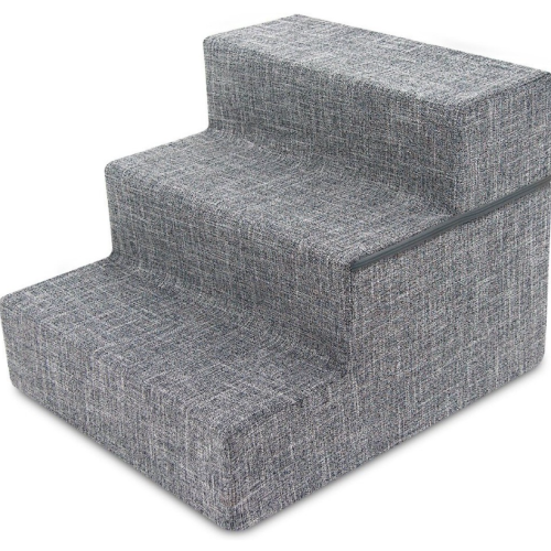 Best Pet Supplies Linen Covered Foam Foldable Cat & Dog Stairs
