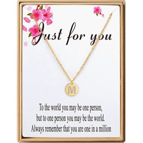 SANNYRA Initial Necklaces for Women, 18K 26 Capital A-Z Gold Silver Rose Plated Letter Necklace Disc Double Side Pendant, Dainty Adjustable Alphabet Pendant, Birthday Christmas Jewelry Gift for Her