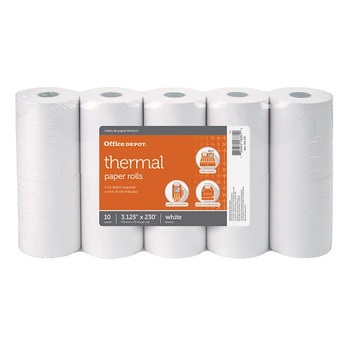 Office Depot® Brand Thermal Paper Rolls, 3-1/8" x 230', White, Pack Of 50