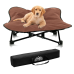 Portable Elevated Dog Bed | Folding Pet Cot for Indoor, Outdoor, Traveling, Camping | Fold Up Steel Frame with Padded Cushion Canopy | Raised Travel Lounger for Large, Small, Dogs, Cats, up to 100 lb.
