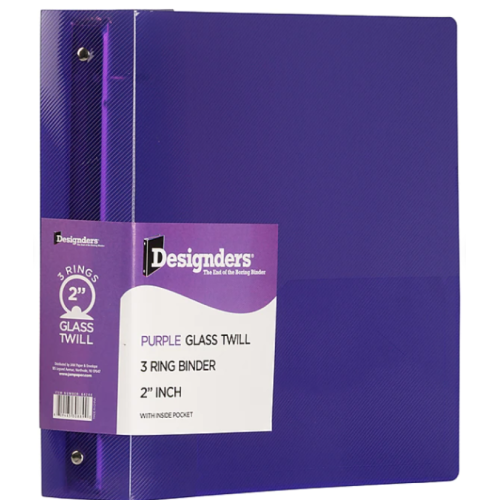 JAM Paper Designders 2" 3-Ring Flexible Poly Binders, Purple Glass Twill Set of 2