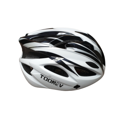Bicycle Helmet in White and Black Toonev