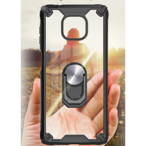 QHOHQ Case for Motorola Moto G Power 2021 (Not fit G Power 2020) with 2 Pack Screen Protector,[360° Rotating Stand] [5 Times Military Grade Anti-Fall Protection],Transparent PC Back Cover-Black