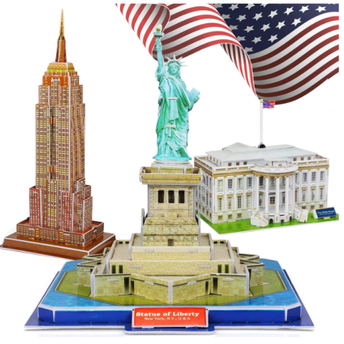 TOY Life 3D Puzzles for Adults and Kids US - Architectural Puzzles for Adults and Kids 3D Puzzle - New York Puzzle Statue of Liberty The White House Empire State Building for Kids Ages 4-6-8-10-12-14