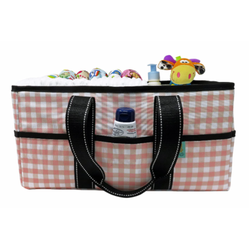 Early Hugs Baby Diaper Caddy Organizer, Nursery Storage, Baby Gift Basket, Pink & White Plaid Early Hugs Baby Diaper Caddy Organizer, Nursery Storage, Baby Gift Basket, Pink & White Plaid