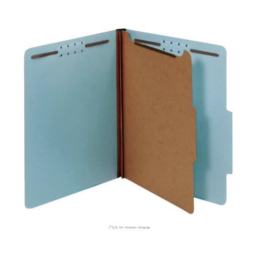 Office Depot® Brand Pressboard Classification Folders With Fasteners, Legal Size, 100% Recycled, Light Blue, Pack Of 10 Folders
