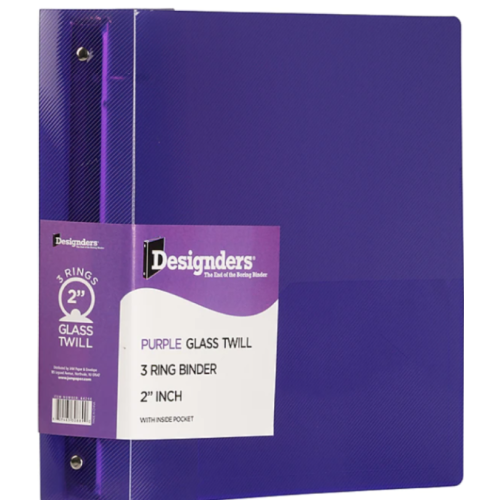 JAM Paper Designders 2" 3-Ring Flexible Poly Binders, Purple Glass Twill Set of 3