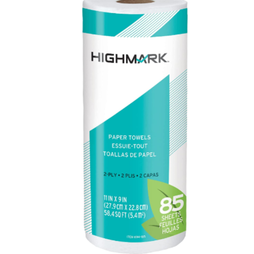 5 Rolls Highmark® Brand 100% Recycled 2-Ply Paper Towels, 11" x 9", 85 Sheets Per Roll 5 Rolls Highmark® Brand 100% Recycled 2-Ply Paper Towels, 11" x 9", 85 Sheets Per Roll