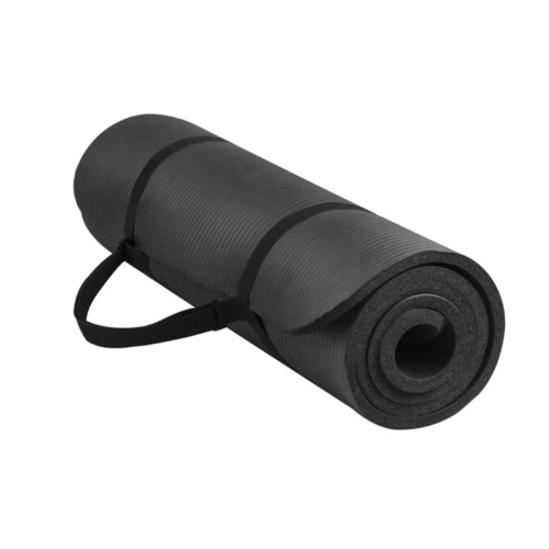 BalanceFrom Fitness GoYoga All Purpose 71x24 Inch Extra Thick 1/2 Inch Anti Tear High Density Slip Resistant Exercise Yoga Mat w/Carrying Strap, Black