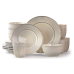 Elama Market Finds 16 Piece Round Stoneware Dinnerware Set in Embossed White Elama Market Finds 16 Piece Round Stoneware Dinnerware Set in Embossed White