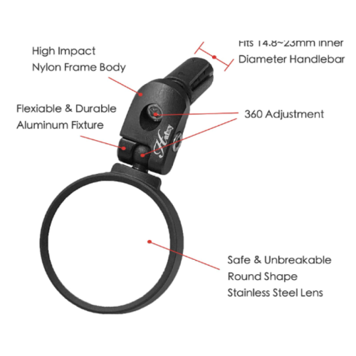 Hafny Bar End Bike Mirror, Stainless Steel Lens, Safe Rearview Mirror